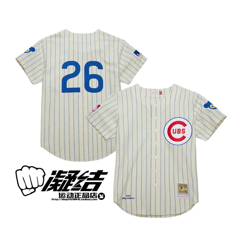 Mitchell&Ness MLB 比利威廉姆斯芝加哥小熊MN刺绣球员版羊毛球衣