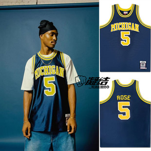 Mitchell&Ness 杰伦罗斯 NCAA密歇根大学 MN多层刺绣球员版AU球衣