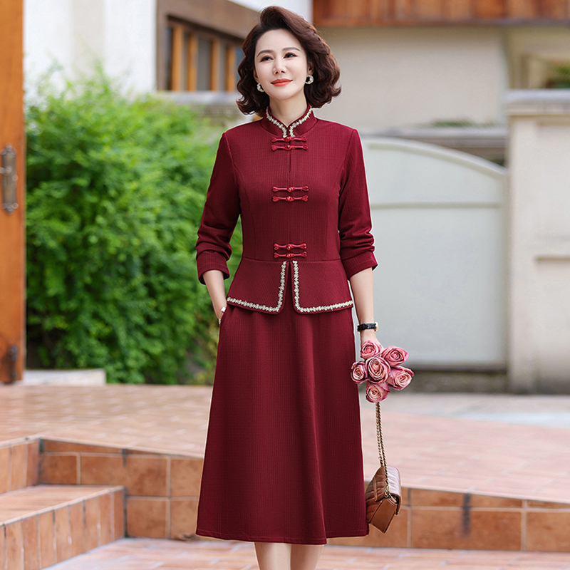 新款大码假两件套裙子端庄大气