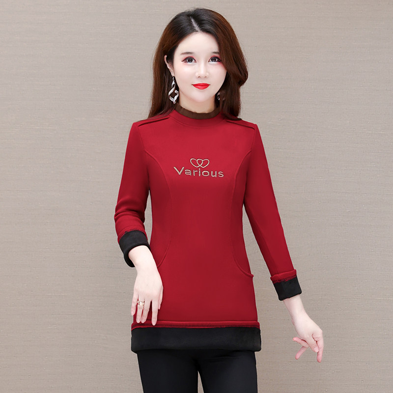 女士新款婴儿绒保暖打底衫中长款