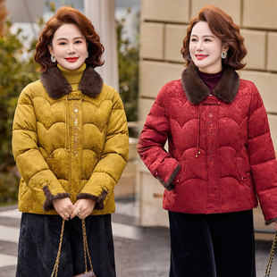 妈妈款时尚棉袄中式毛领翻领棉服中老年女装洋气减龄加厚保暖外套