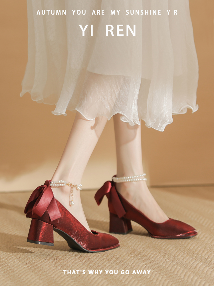 红色婚鞋新娘鞋大码高跟鞋