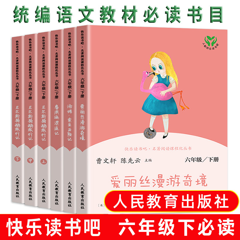快乐读书吧六年级下册爱丽丝漫游奇境汤姆索亚历险记鲁滨逊漂流记尼尔斯骑鹅旅行记全6册 小学生6下同步阅读儿童文学 人民教育出版