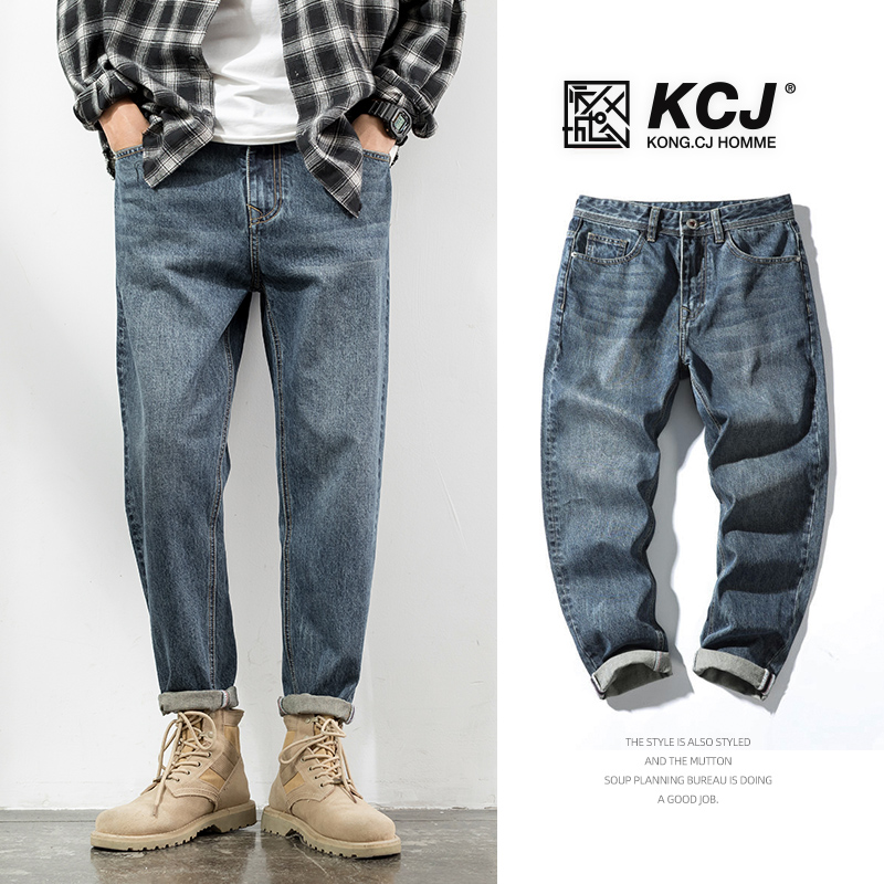 夏季牛仔裤潮牌春秋款韩版潮流百搭直筒宽松男士2020新款休闲长裤