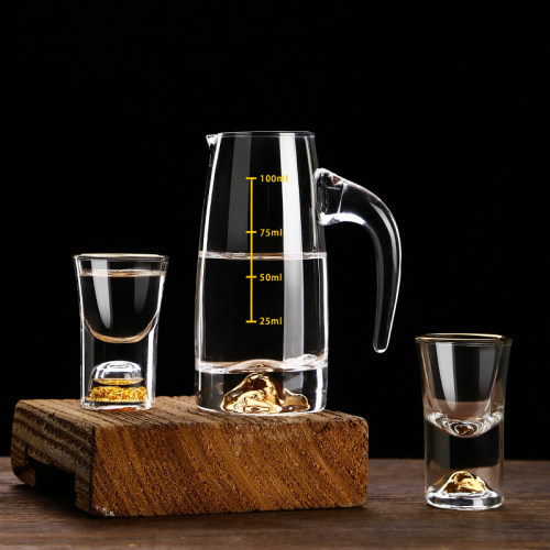 高档酒杯家用白酒杯套装中式金箔水晶玻璃套装酒具烈酒杯壶一口杯