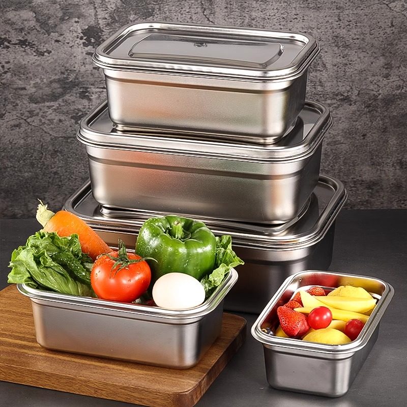不锈钢保鲜盒304食品级饭盒密封盒商用加厚长方形盒子带盖收纳盒,餐饮具,保鲜盒,淘宝优惠券,粉丝福利购,淘宝优惠卷