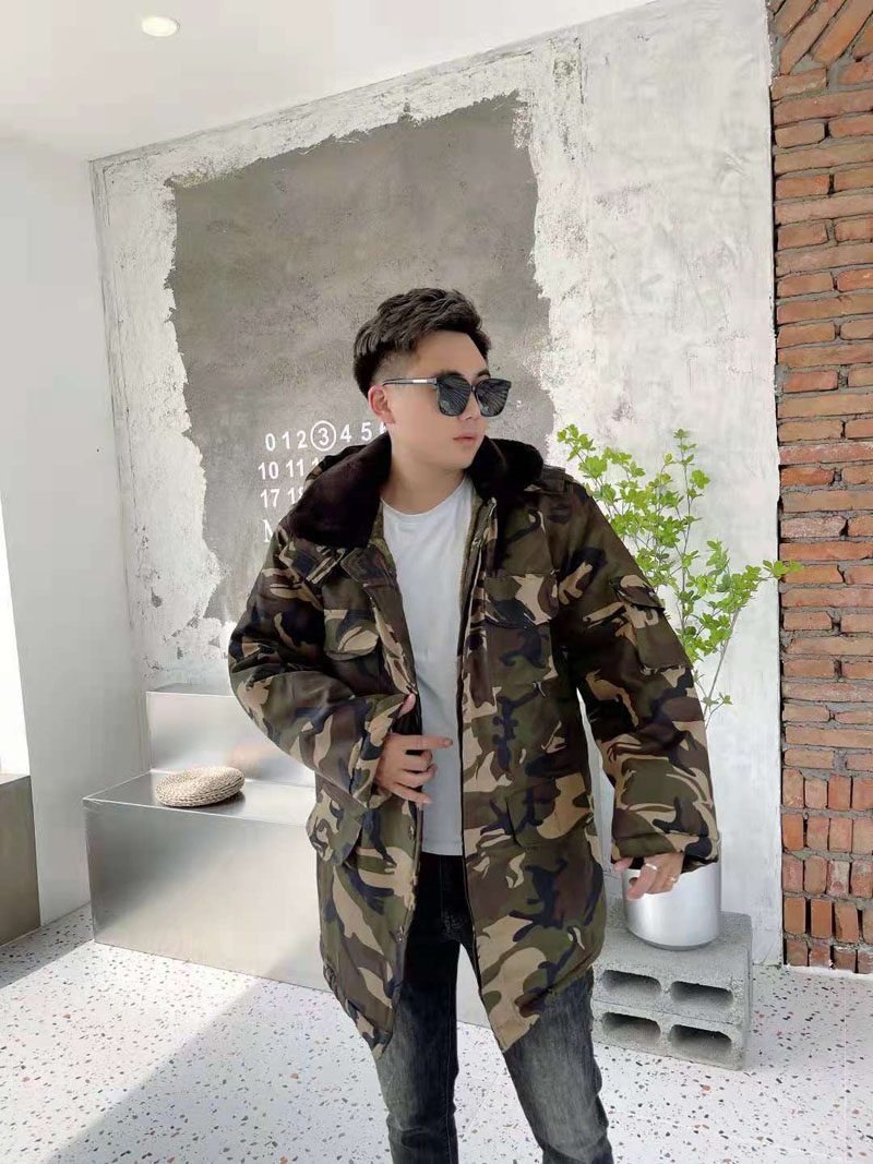 中长款迷彩棉大衣男冬季连帽保暖防寒服加绒加厚工作服劳保棉袄