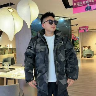 劳保迷彩棉袄棉服男冬季加绒加厚防水工作服棉衣连帽中长款军大衣