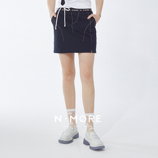 墨蓝色收腹腰封式 N·MORE设计师品牌 sample a字半裙 sale