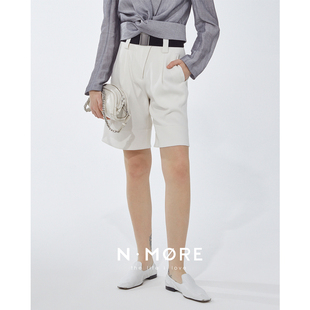 法意白松紧卡扣五分直口短裤 sample sale N·MORE设计师品牌