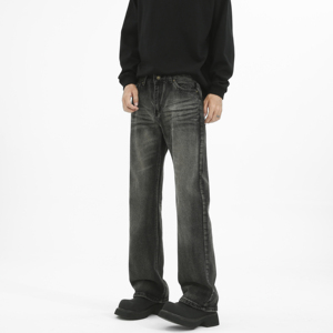 主推~秋季黑色水洗做旧微喇牛仔裤男潮牌 720-P60_控78，男装牛仔裤，星座1102-1