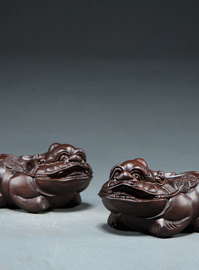 黑檀木雕貔貅摆件实木雕刻大号一对皮丘聚财红木木雕摆件