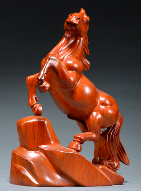 花梨木雕马摆件马到成功实木质动物红木桌面木马送礼工艺礼品