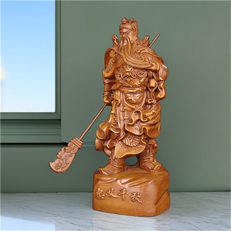 实木招财关公摆件忠义千秋关羽供奉武财神关二爷财神像公司装饰品