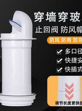 抽油烟机排气管厨房烟管出风口穿墙玻璃防回风油烟机止逆阀防烟阀