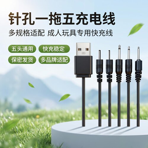 针孔一拖五成人玩具专用充电线3.5/2.5mm针头音频式适用成人用品