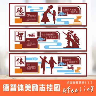 德智体美名人名言标语挂图中华传统美德宣传海报教室布置墙贴Y100