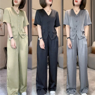 气质感女人味直筒裤 2025年夏季 套装 新款 两件套 时尚