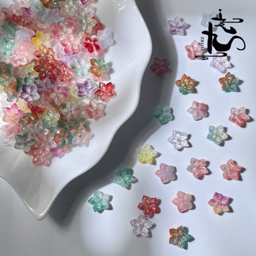 琉璃小雪花玻璃五瓣花发簪材料