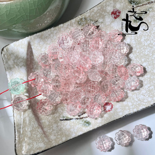 50颗装 15mm琉璃向日葵双面雕刻玻璃串珠diy手工制作手链项链材料