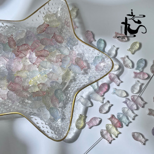 50颗装8x15mm琉璃小鱼玻璃珠散珠子DIY手工串珠手链项链制作材料