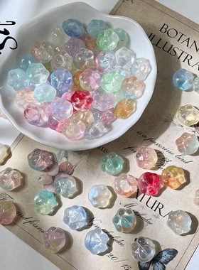 50颗14x15mm琉璃熊掌直孔桃心熊爪diy手工制作手链项链耳饰材料