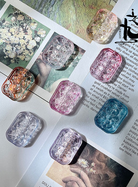 50颗13x18mm琉璃花牌雕刻福牌玻璃方牌珠diy手工制作手串项链材料