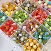 16mm树脂玉画圆珠鎏金散珠子手工diy手机链包链钥匙扣手串材料