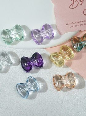 20颗14x19mm仿天然萤石面包蝴蝶结水晶散珠子手工diy手串项链材料