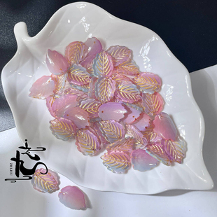 20颗16x21mm琉璃桑叶描金草莓叶diy手工制作汉服头饰古风发簪材料