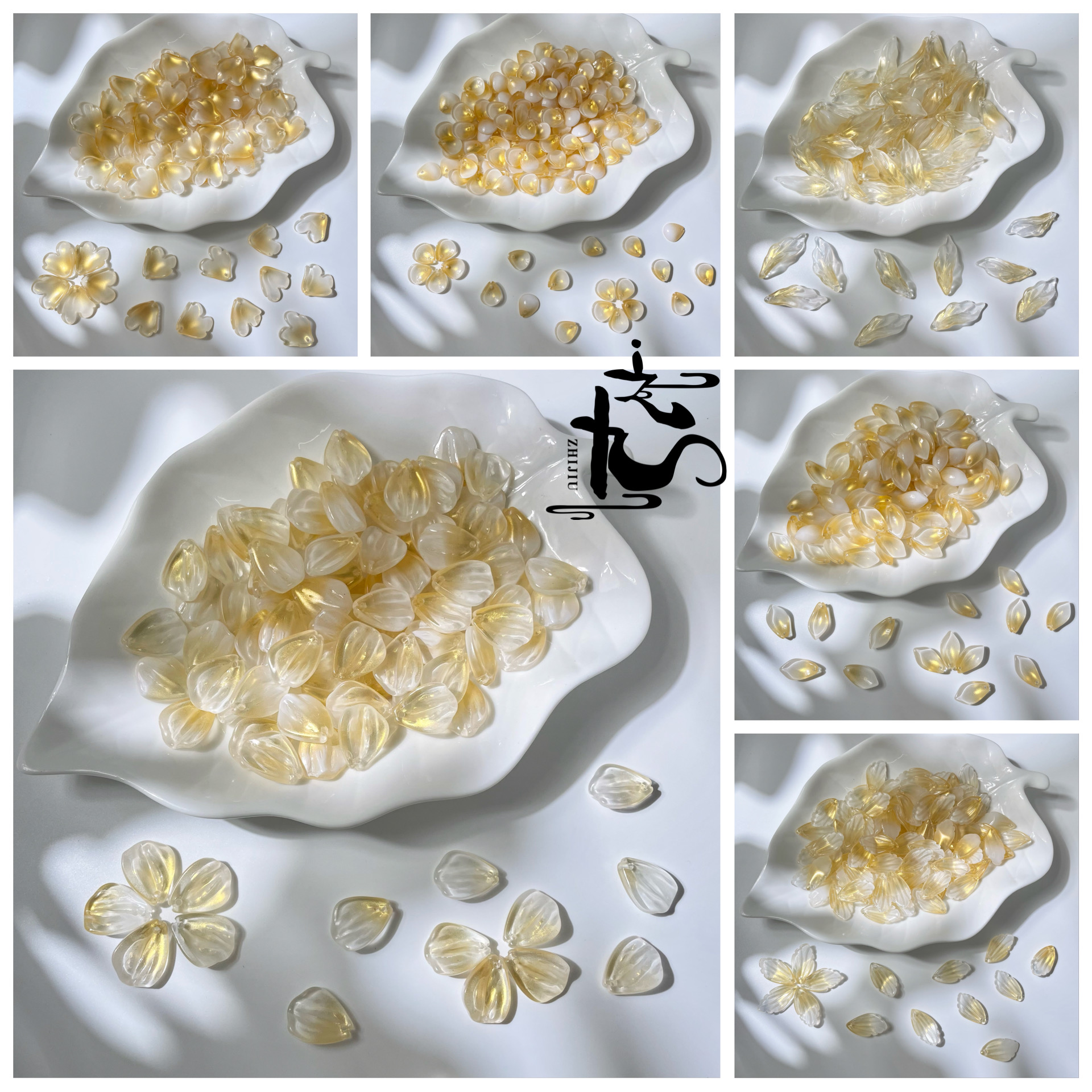 白金款琉璃花瓣树叶子diy材料