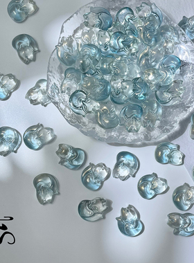 50颗14x18mm小狐狸琉璃吊坠DIY饰品配件古风手工发簪璎珞制作材料