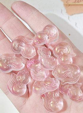 18x25mm琉璃狐狸仿天然水晶狐狸手工手机链项链吊坠diy饰品配件