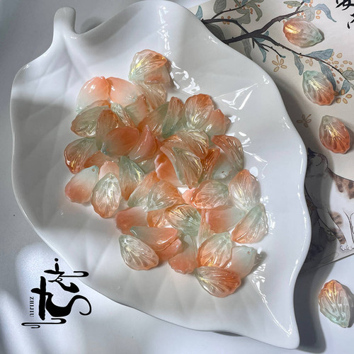50颗13x22mm榛子叶琉璃花瓣树叶diy手工制作汉服头饰古风发簪材料