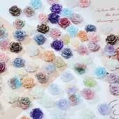 无孔细闪软胶花光变玫瑰花朵单面雕花diy手工串珠美甲手机壳材料