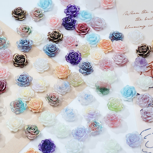 无孔细闪软胶花光变玫瑰花朵