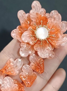 50颗15x19mm惠兰花琉璃花瓣叶子diy手工制作汉服头饰古风发簪材料