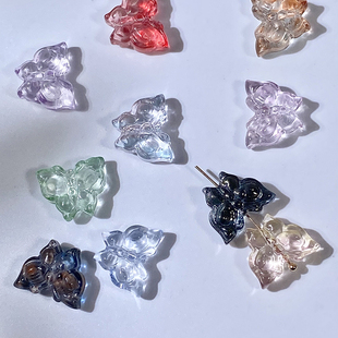 50颗12x15mm琉璃凤尾蝴蝶竖中孔DIY手工制作发簪流苏手链项链材料
