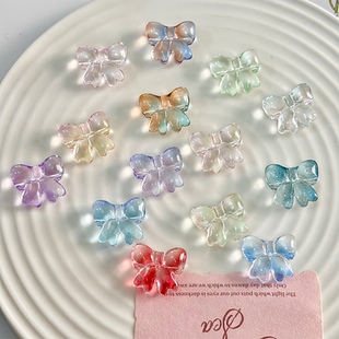 50颗15x17mm琉璃蝴蝶结横孔水晶领结diy手工串珠手串项链制作材料