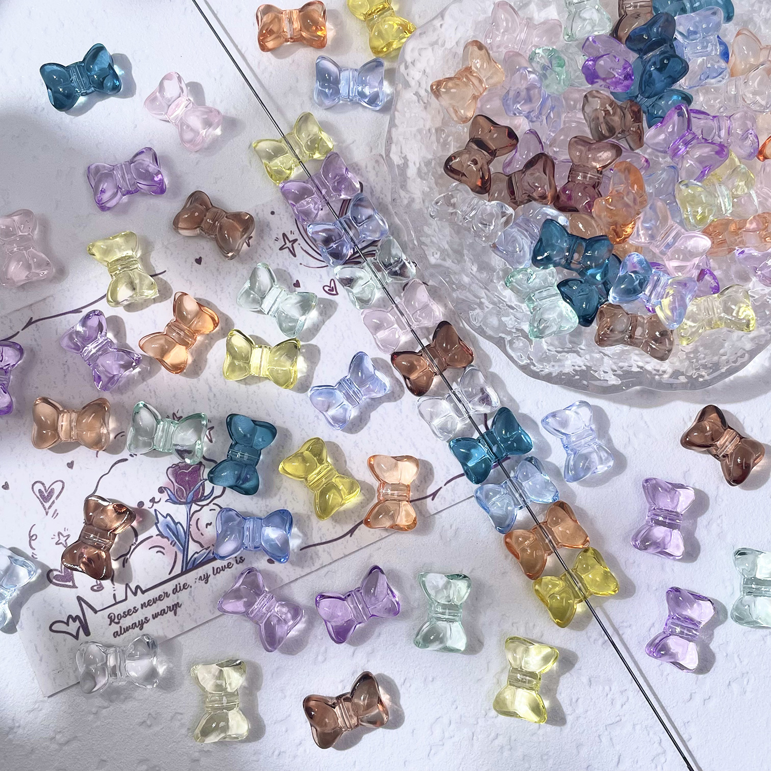 骨头蝴蝶结琉璃领结玻璃散珠子