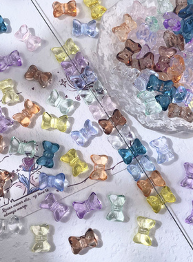 50颗10x14mm骨头蝴蝶结琉璃领结玻璃散珠diy手工制作手串项链材料