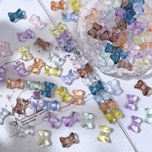 50颗10x14mm骨头蝴蝶结琉璃领结玻璃散珠diy手工制作手串项链材料