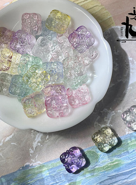 仿天然萤石琉璃花牌手工串珠材料