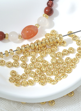 4mm铜镀真金隔珠18K包金高保色隔片配珠diy手工制作手串项链材料