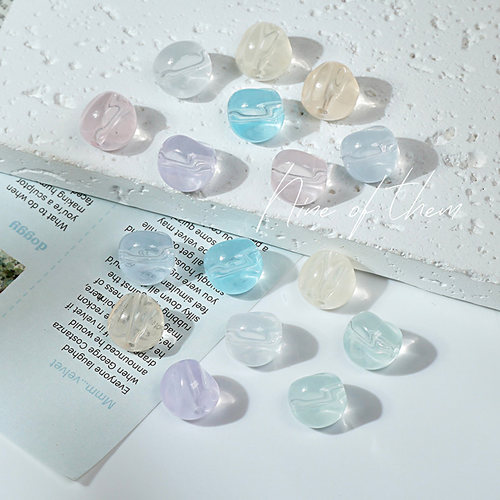 9mm琉璃扭扭珠果冻彩色椭圆珠