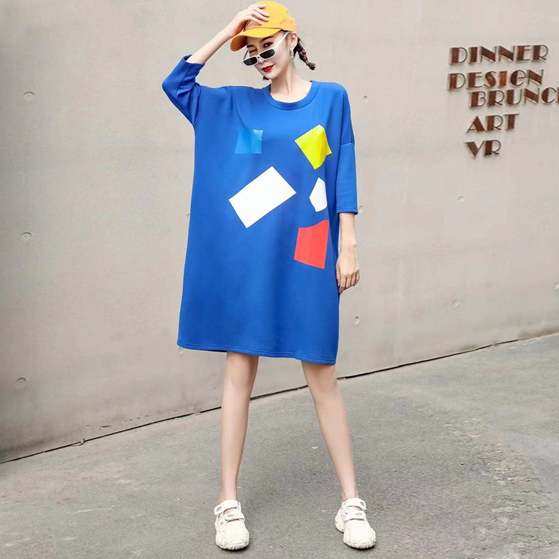 妙糖薄款T恤女莱赛尔面料套头卫衣大版天丝棉透气潮休闲服中长款