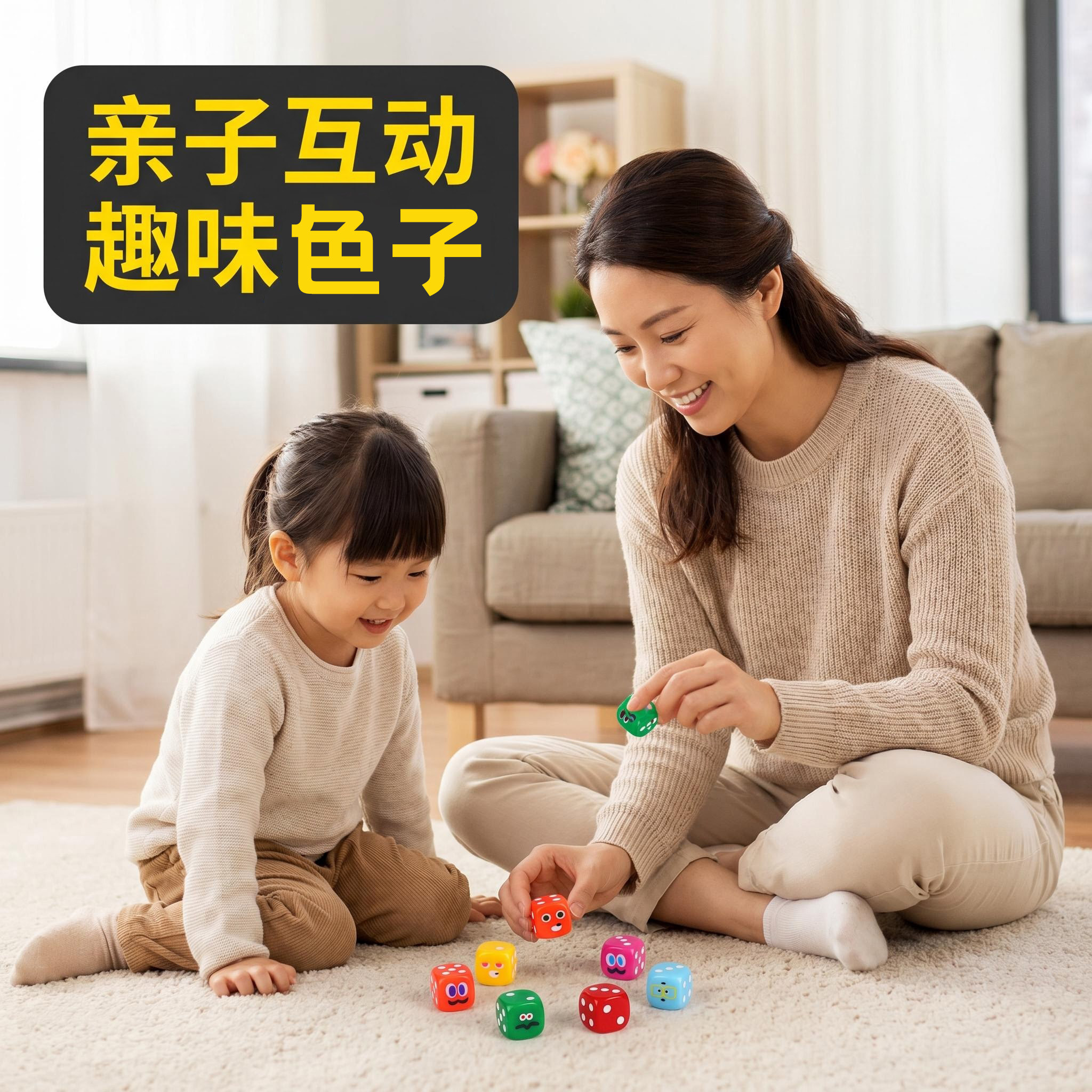 萌趣卡通表情骰子16mm亲子