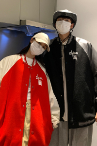 EQ106 情侣装红棒球服外套男呢料刺绣秋装夹克2024新款 P115图片