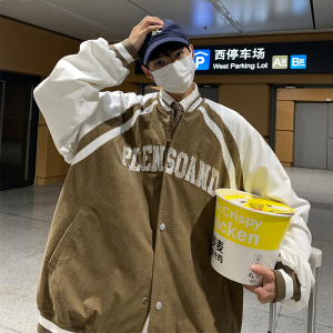 EQ83 镂空绣花玉米粒拼色外套男秋装夹克2024新款棒球服学院风P93图片