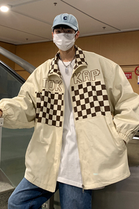 EQ93 棋盘格夹克2024新款秋装工装外套男港风ins潮流 P108图片